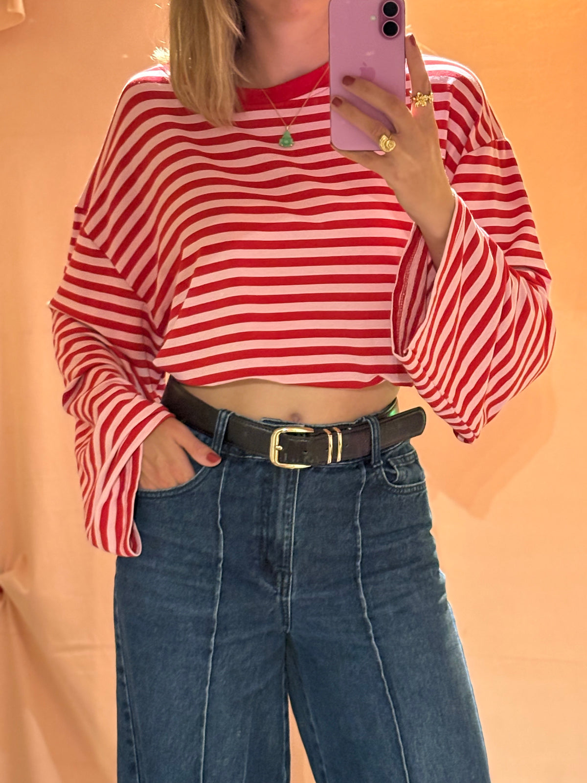 Tee shirt manche longue rouge