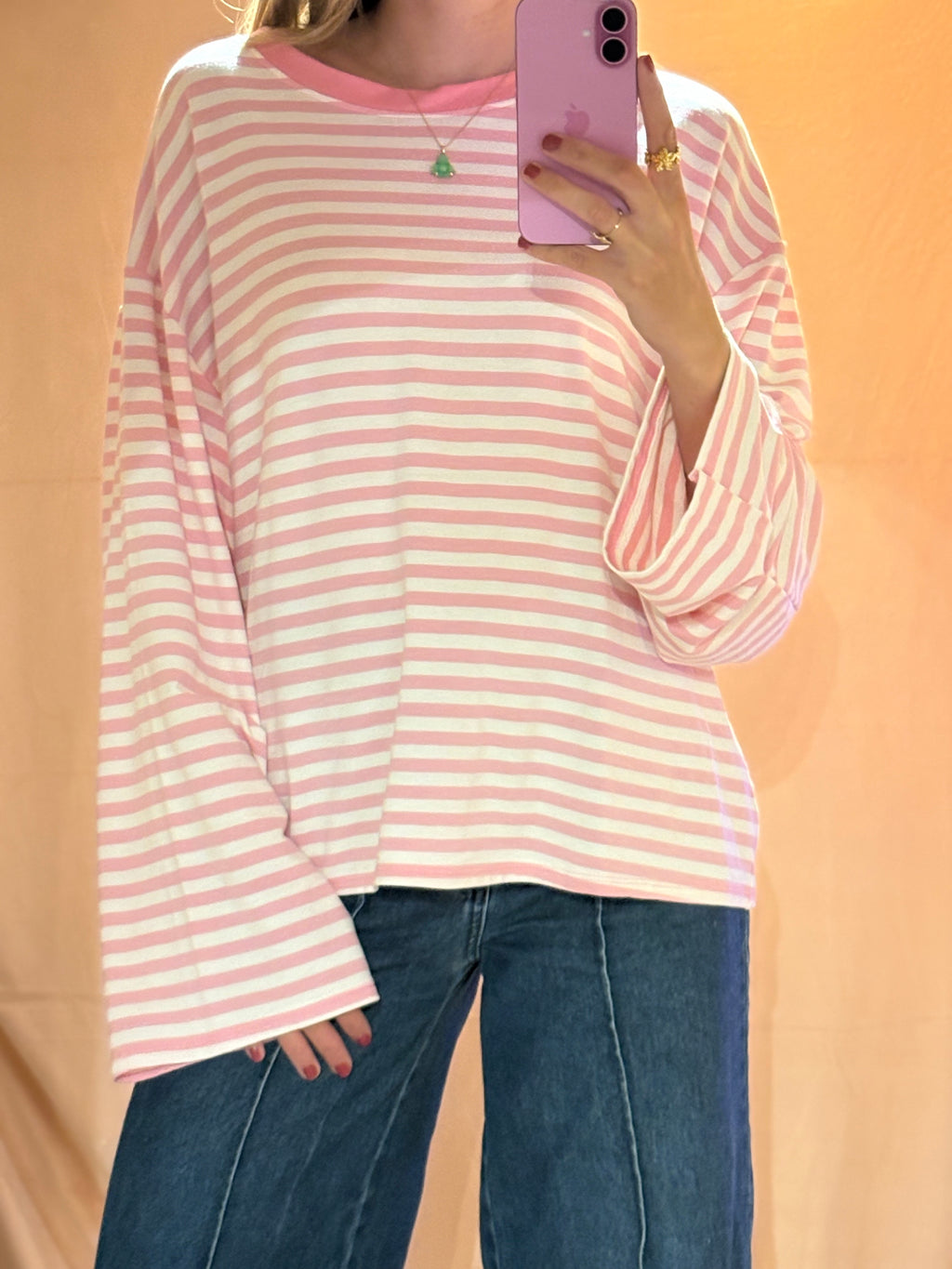 Tee shirt manche longue rose
