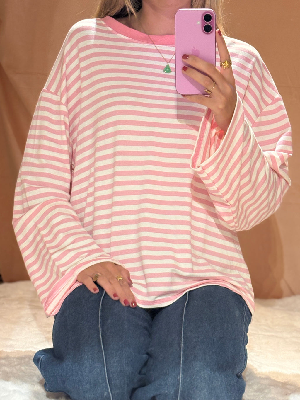 Tee shirt manche longue rose