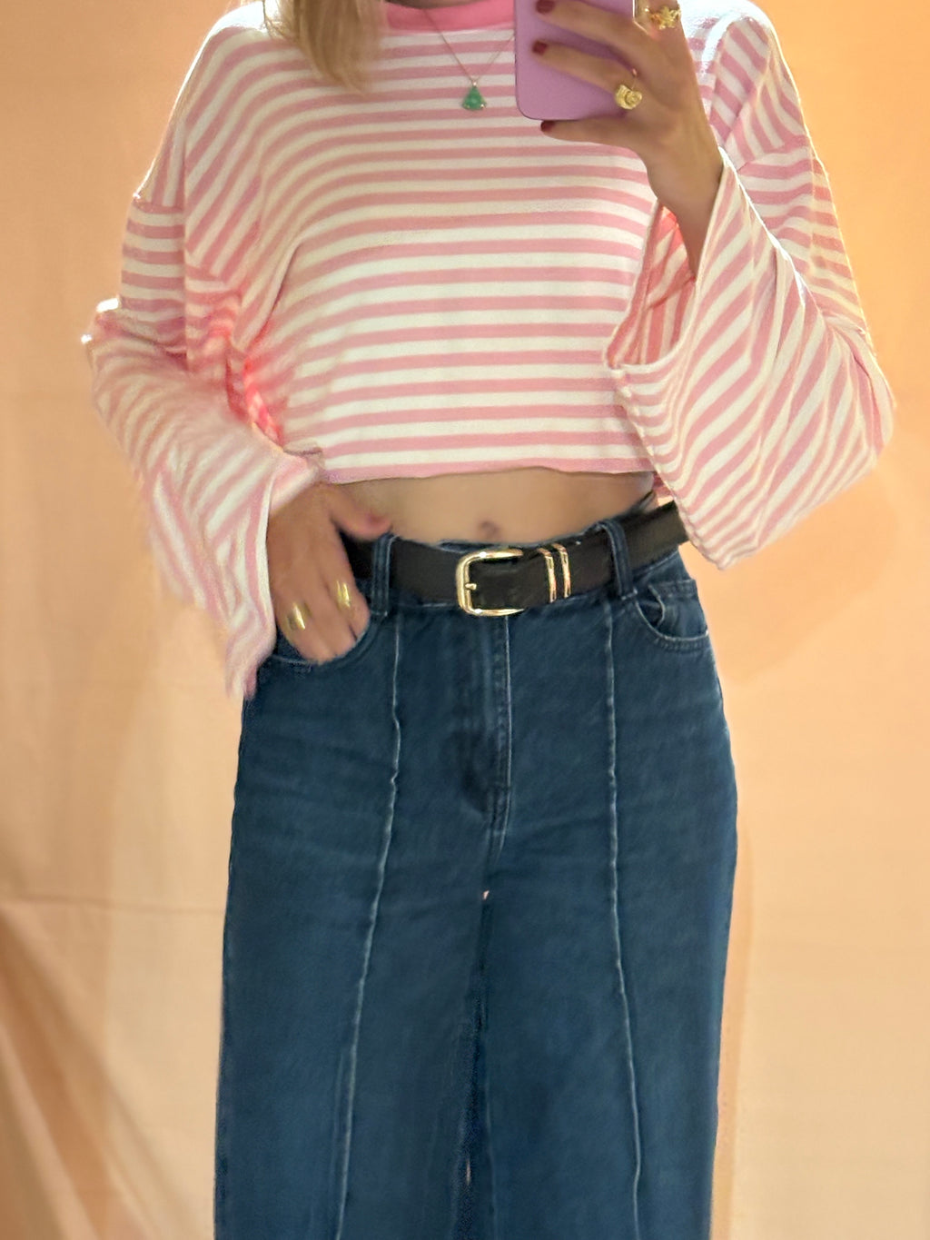 Tee shirt manche longue rose