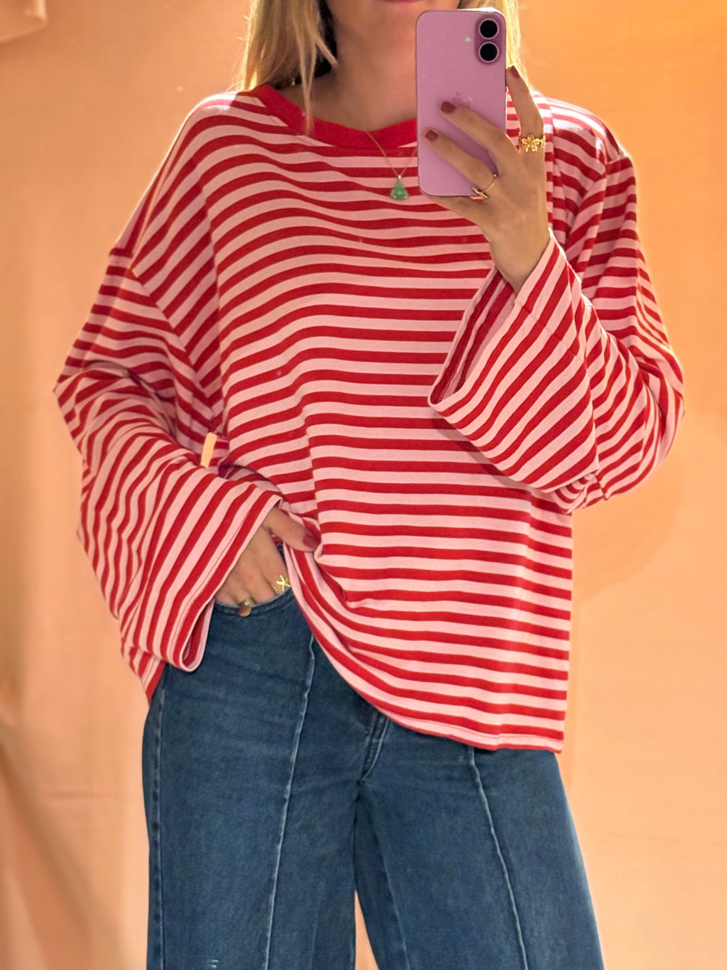 Tee shirt manche longue rouge